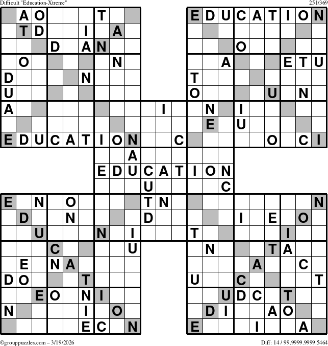 The grouppuzzles.com Difficult Education-Xtreme puzzle for Thursday March 19, 2026