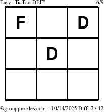 The grouppuzzles.com Easy TicTac-DEF puzzle for Tuesday October 14, 2025