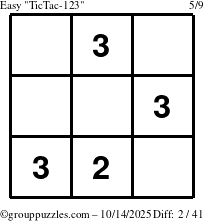The grouppuzzles.com Easy TicTac-123 puzzle for Tuesday October 14, 2025