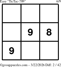 The grouppuzzles.com Easy TicTac-789 puzzle for Sunday March 22, 2026