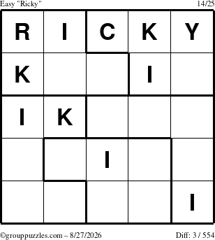The grouppuzzles.com Easy Ricky puzzle for Thursday August 27, 2026