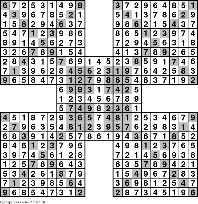 The grouppuzzles.com Answer grid for the cover-HyperXtreme puzzle for Thursday August 27, 2026