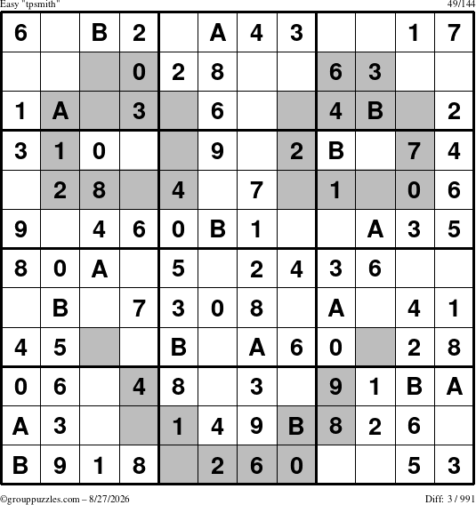The grouppuzzles.com Easy tpsmith puzzle for Thursday August 27, 2026