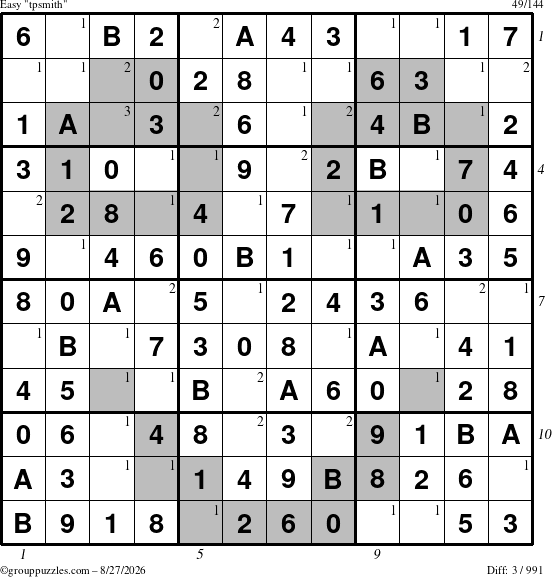 The grouppuzzles.com Easy tpsmith puzzle for Thursday August 27, 2026, suitable for printing, with all 3 steps marked
