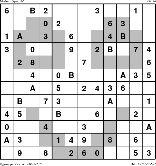 The grouppuzzles.com Medium tpsmith puzzle for Thursday August 27, 2026