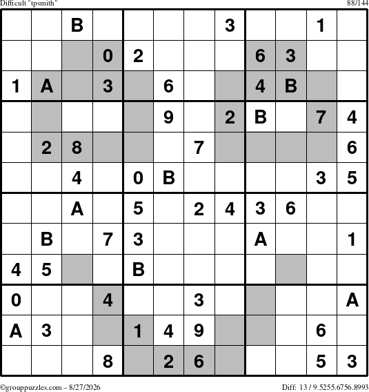 The grouppuzzles.com Difficult tpsmith puzzle for Thursday August 27, 2026
