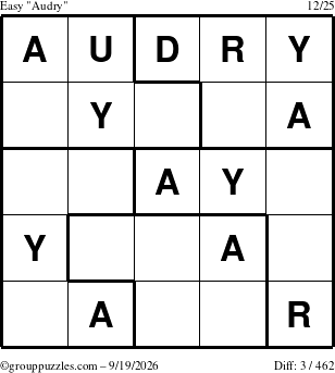 The grouppuzzles.com Easy Audry puzzle for Saturday September 19, 2026
