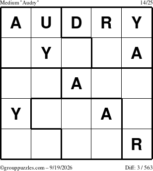The grouppuzzles.com Medium Audry puzzle for Saturday September 19, 2026