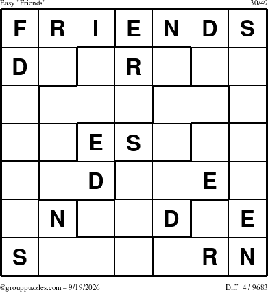 The grouppuzzles.com Easy Friends puzzle for Saturday September 19, 2026