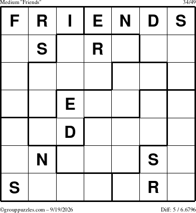 The grouppuzzles.com Medium Friends puzzle for Saturday September 19, 2026