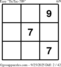 The grouppuzzles.com Easy TicTac-789 puzzle for Thursday September 25, 2025