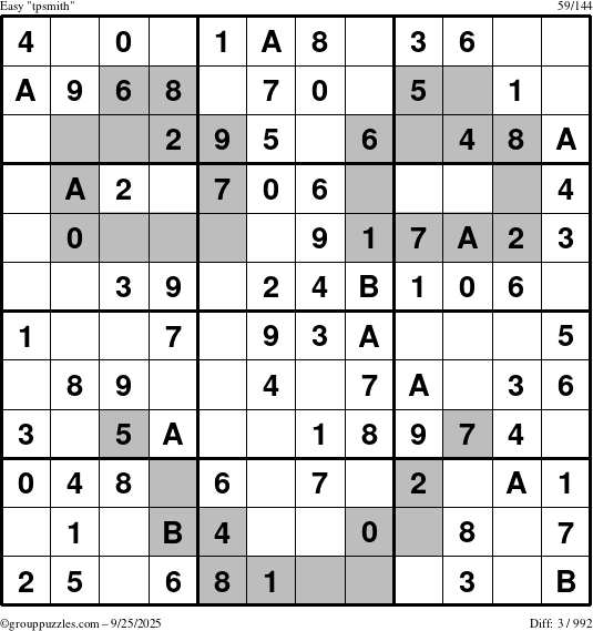 The grouppuzzles.com Easy tpsmith puzzle for Thursday September 25, 2025