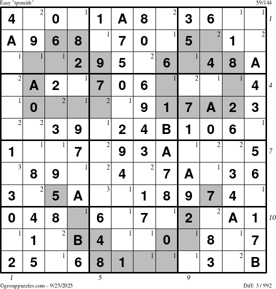 The grouppuzzles.com Easy tpsmith puzzle for Thursday September 25, 2025, suitable for printing, with all 3 steps marked