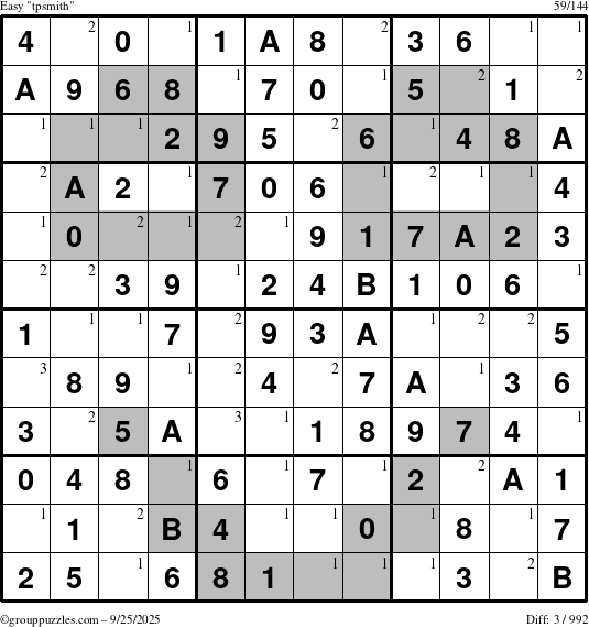 The grouppuzzles.com Easy tpsmith puzzle for Thursday September 25, 2025 with the first 3 steps marked