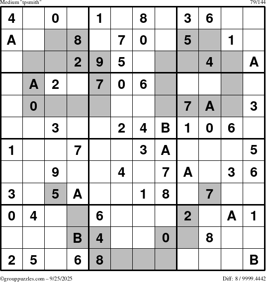 The grouppuzzles.com Medium tpsmith puzzle for Thursday September 25, 2025