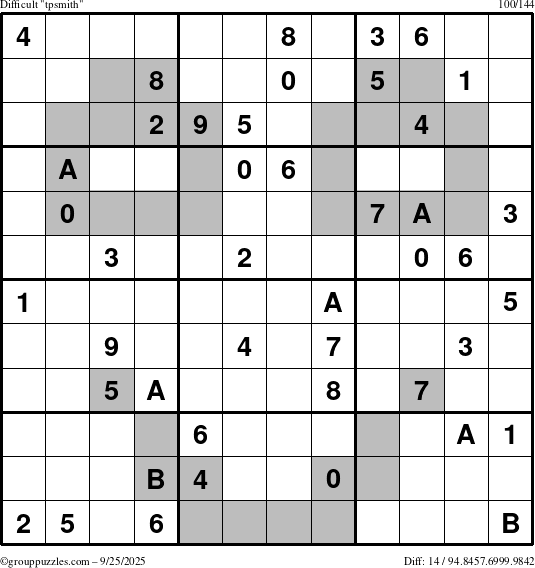The grouppuzzles.com Difficult tpsmith puzzle for Thursday September 25, 2025