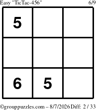 The grouppuzzles.com Easy TicTac-456 puzzle for Friday August 7, 2026