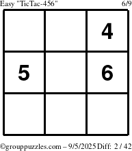 The grouppuzzles.com Easy TicTac-456 puzzle for Friday September 5, 2025