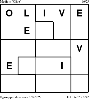 The grouppuzzles.com Medium Olive puzzle for Friday September 5, 2025