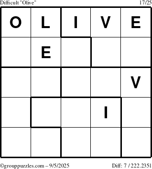 The grouppuzzles.com Difficult Olive puzzle for Friday September 5, 2025