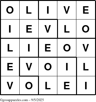The grouppuzzles.com Answer grid for the Olive puzzle for Friday September 5, 2025