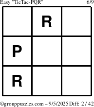 The grouppuzzles.com Easy TicTac-PQR puzzle for Friday September 5, 2025