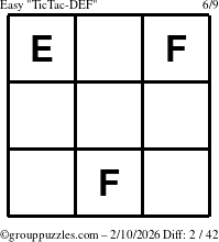 The grouppuzzles.com Easy TicTac-DEF puzzle for Tuesday February 10, 2026