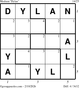 The grouppuzzles.com Medium Dylan puzzle for Tuesday February 10, 2026 with all 4 steps marked