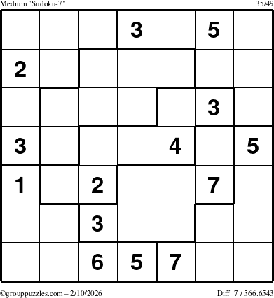 The grouppuzzles.com Medium Sudoku-7 puzzle for Tuesday February 10, 2026