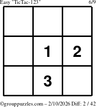 The grouppuzzles.com Easy TicTac-123 puzzle for Tuesday February 10, 2026