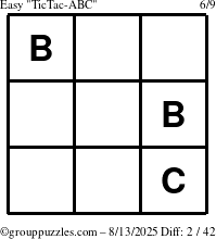 The grouppuzzles.com Easy TicTac-ABC puzzle for Wednesday August 13, 2025