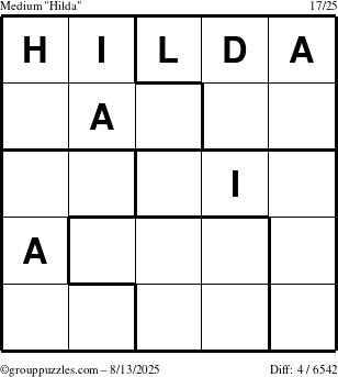 The grouppuzzles.com Medium Hilda puzzle for Wednesday August 13, 2025