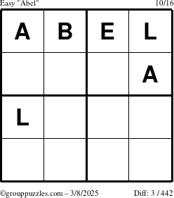 The grouppuzzles.com Easy Abel puzzle for Saturday March 8, 2025