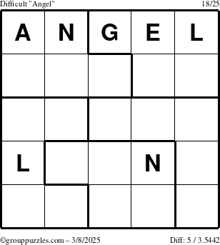 The grouppuzzles.com Difficult Angel puzzle for Saturday March 8, 2025