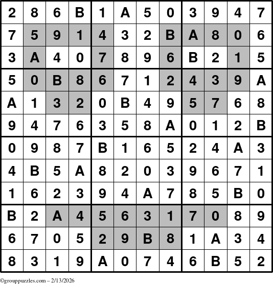 The grouppuzzles.com Answer grid for the tpsmith-serious puzzle for Friday February 13, 2026