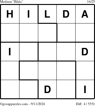 The grouppuzzles.com Medium Hilda puzzle for Wednesday September 11, 2024