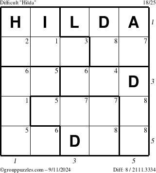 The grouppuzzles.com Difficult Hilda puzzle for Wednesday September 11, 2024 with all 8 steps marked