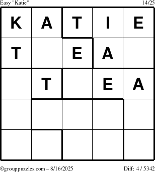 The grouppuzzles.com Easy Katie puzzle for Saturday August 16, 2025
