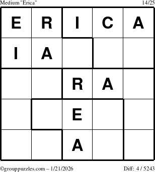 The grouppuzzles.com Medium Erica puzzle for Wednesday January 21, 2026