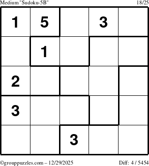 The grouppuzzles.com Medium Sudoku-5B puzzle for Monday December 29, 2025