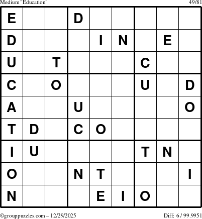 The grouppuzzles.com Medium Education-c1 puzzle for Monday December 29, 2025