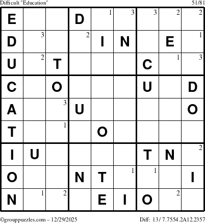 The grouppuzzles.com Difficult Education-c1 puzzle for Monday December 29, 2025 with the first 3 steps marked