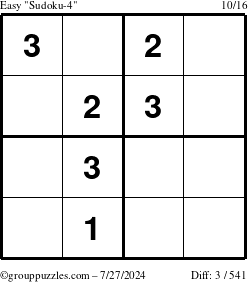 The grouppuzzles.com Easy Sudoku-4 puzzle for Saturday July 27, 2024