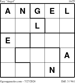 The grouppuzzles.com Easy Angel puzzle for Saturday July 27, 2024