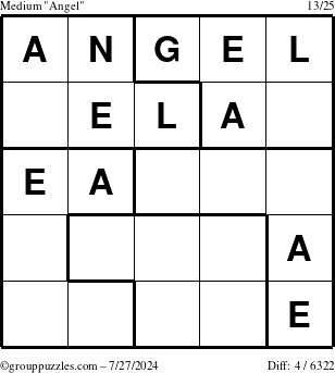 The grouppuzzles.com Medium Angel puzzle for Saturday July 27, 2024