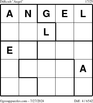 The grouppuzzles.com Difficult Angel puzzle for Saturday July 27, 2024