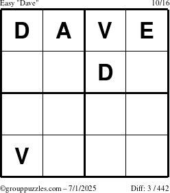 The grouppuzzles.com Easy Dave puzzle for Tuesday July 1, 2025