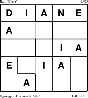 The grouppuzzles.com Easy Diane puzzle for Tuesday July 1, 2025