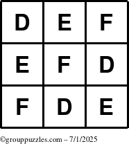 The grouppuzzles.com Answer grid for the TicTac-DEF puzzle for Tuesday July 1, 2025