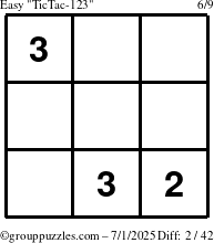 The grouppuzzles.com Easy TicTac-123 puzzle for Tuesday July 1, 2025